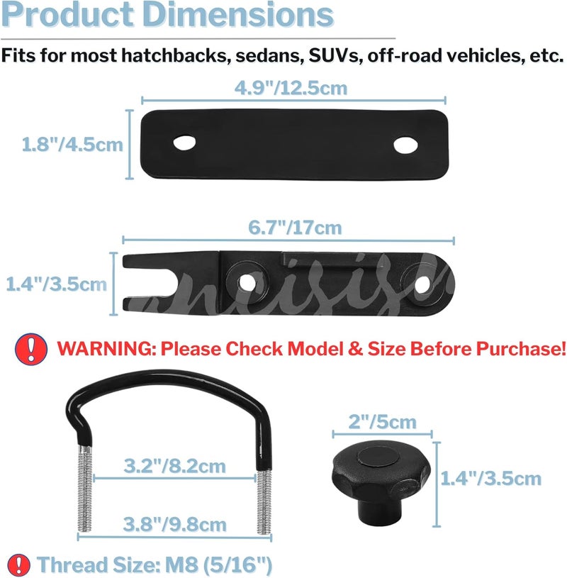 Lancisism 4 Pcs Roof Box U-Bolt Clamps, Upgraded Rooftop Cargo Carrier Rack Bolts, Car Van Mounting Fitting Kit 85mm Inner Width Metal U-Bracket Clips w/ 8 Lock Nuts 2 Straps - Image 2